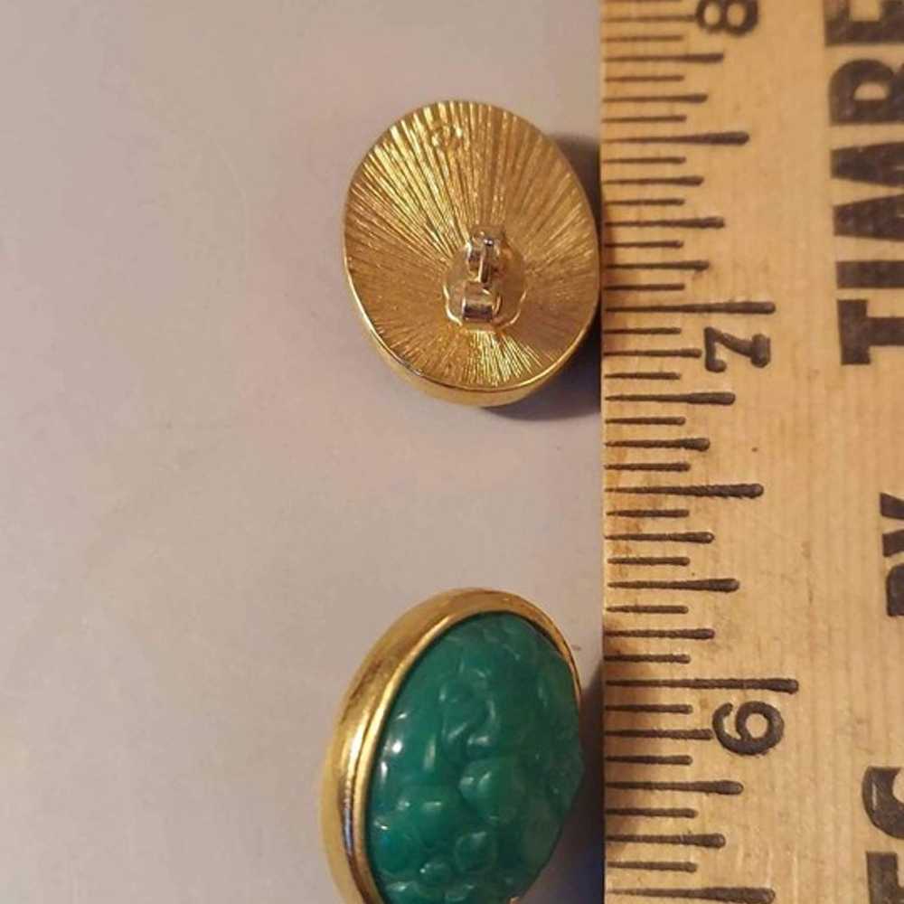 Vintage Victorian Jade Green Stud Earrings by Avon - image 3