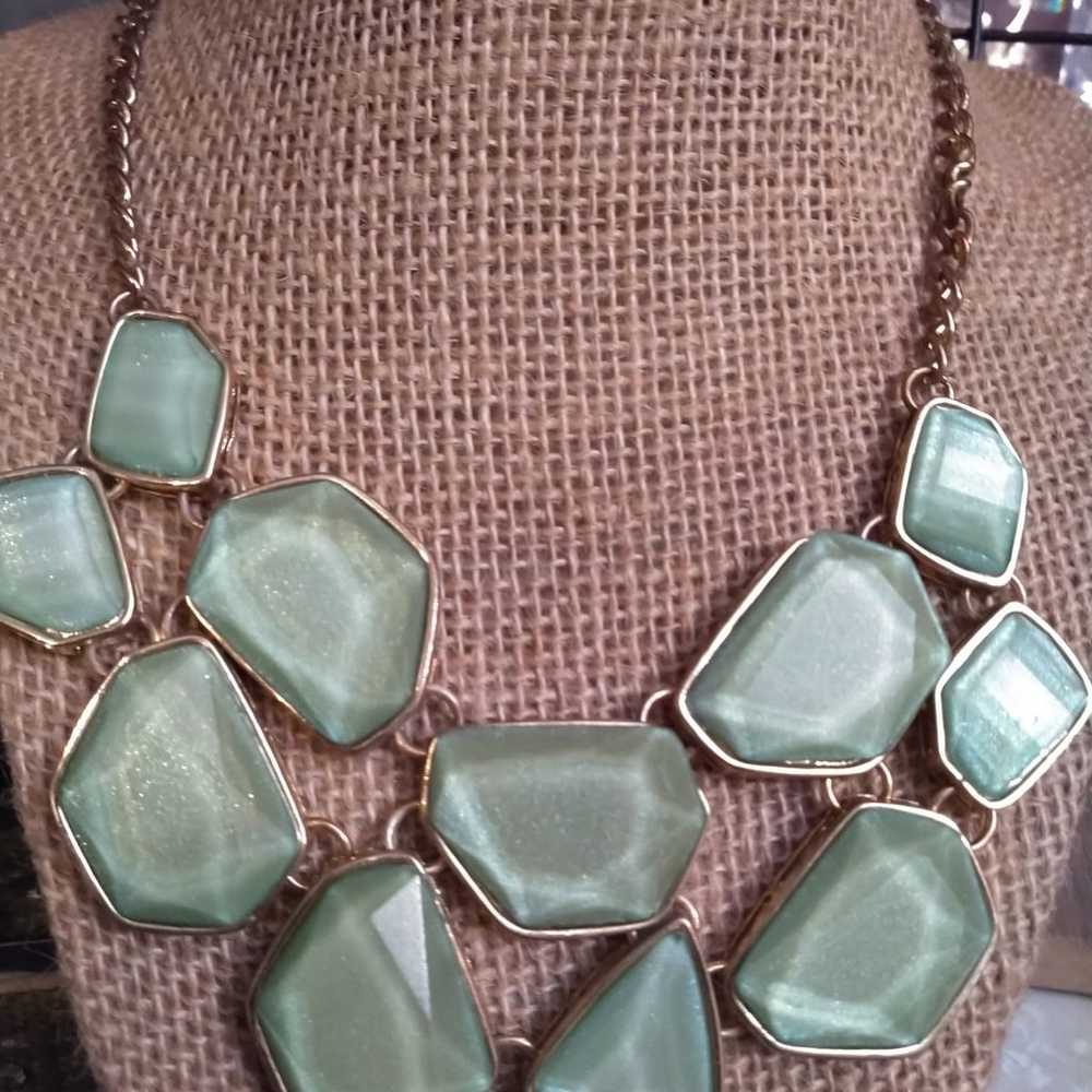 Vintage necklace with light green-blue - image 1