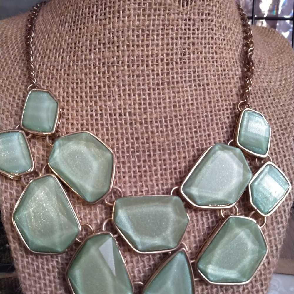 Vintage necklace with light green-blue - image 2