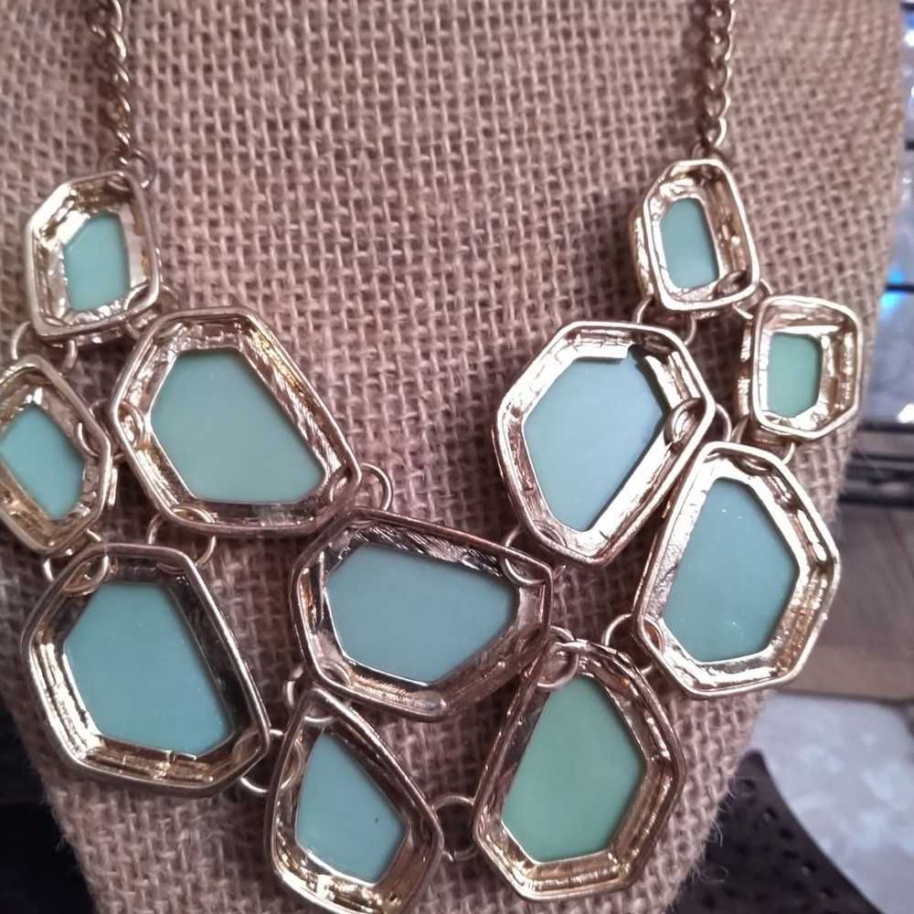 Vintage necklace with light green-blue - image 3