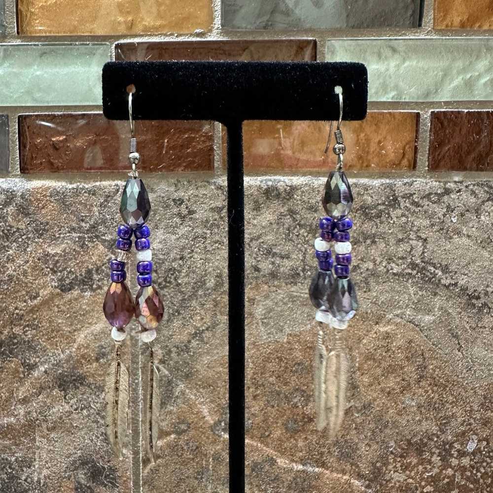 Attractive, vintage purple crystal and silver fea… - image 1