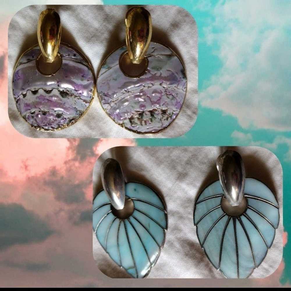 2 pair of vintage abalone Earrings. - image 1