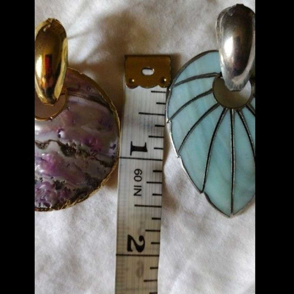 2 pair of vintage abalone Earrings. - image 2