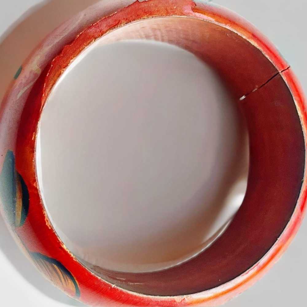 Amazing vintage  hand painted wooden bangle - image 3