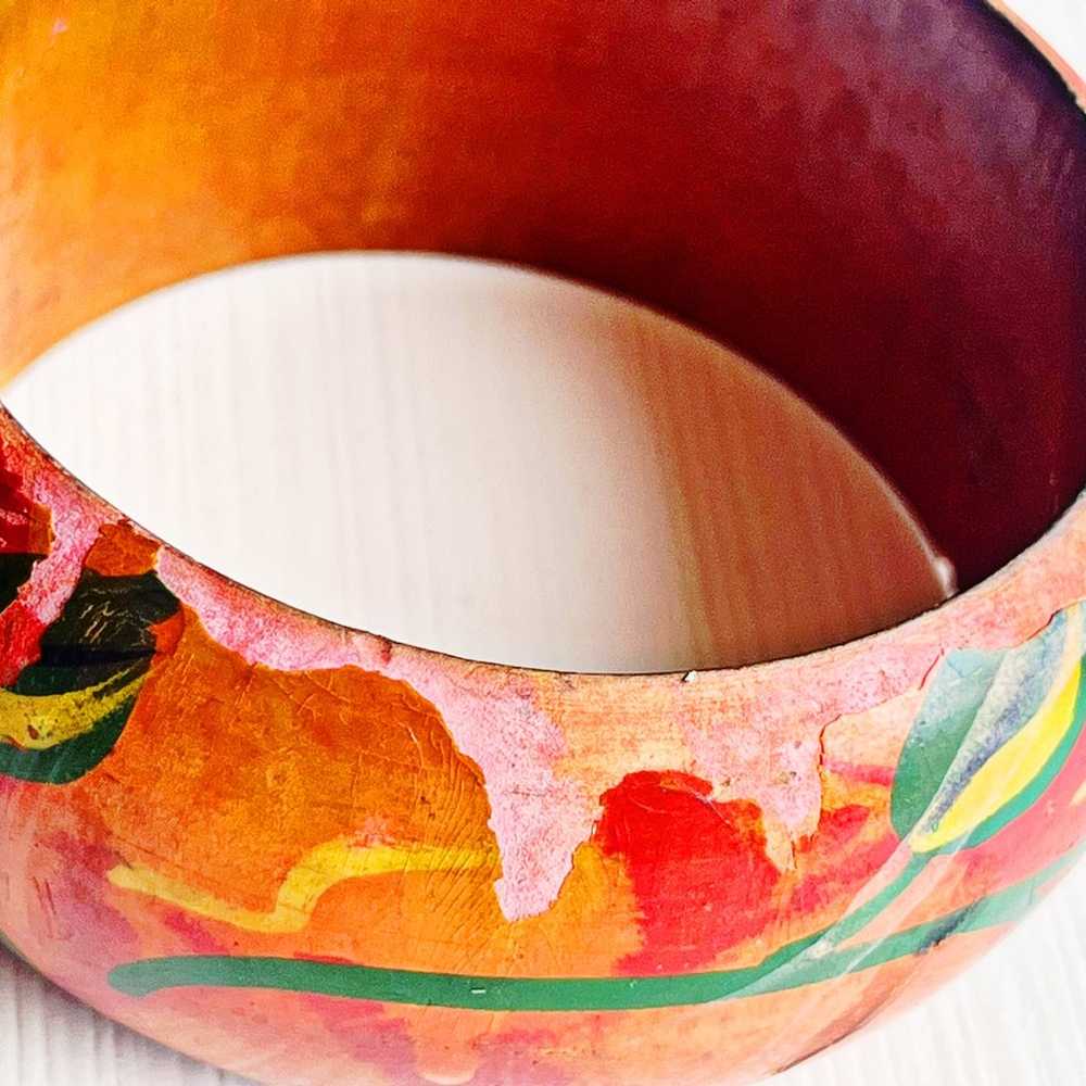 Amazing vintage  hand painted wooden bangle - image 4