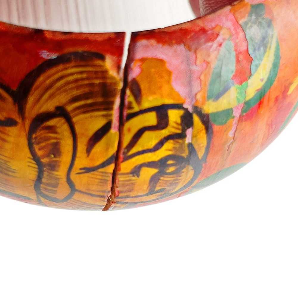 Amazing vintage  hand painted wooden bangle - image 5