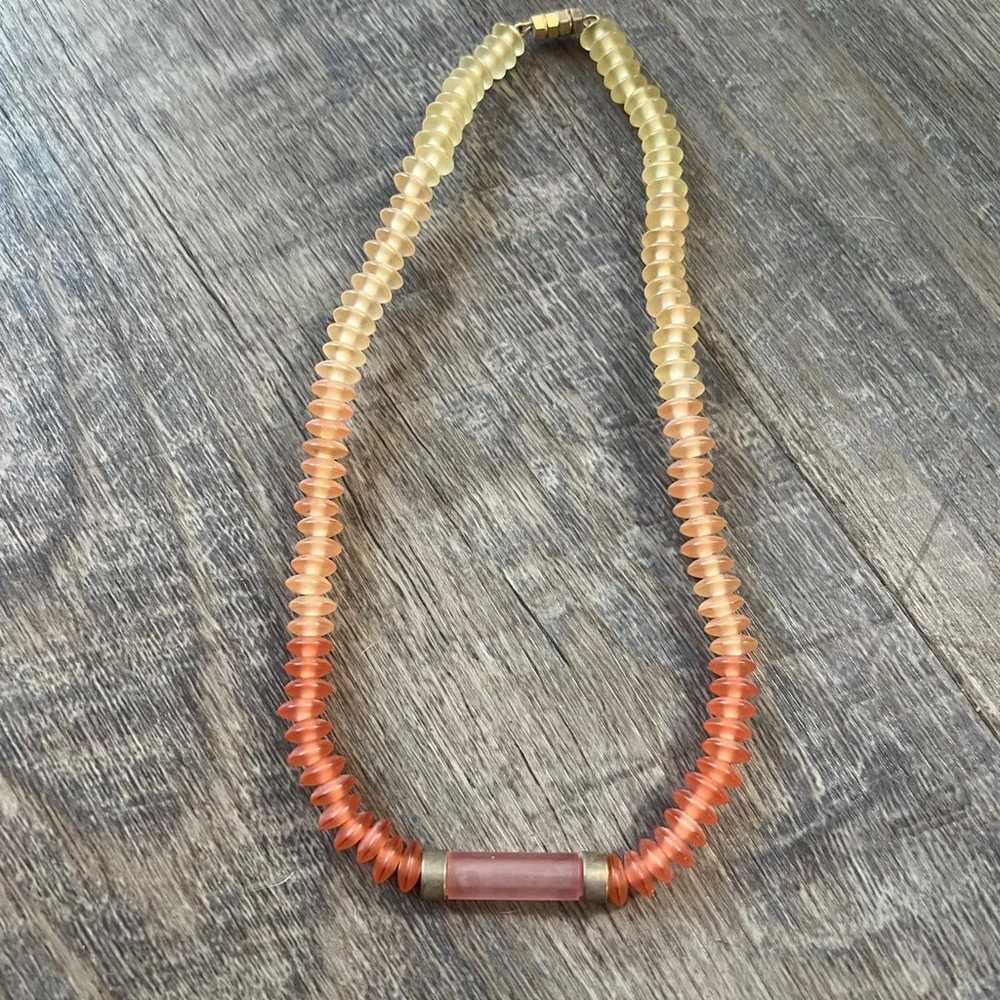 Vintage Orange & Yellow Beaded Necklace - image 1