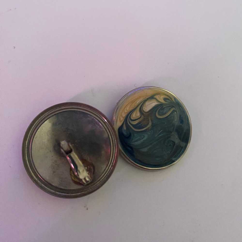 Paint splash art enamel clip on earrings vintage - image 3