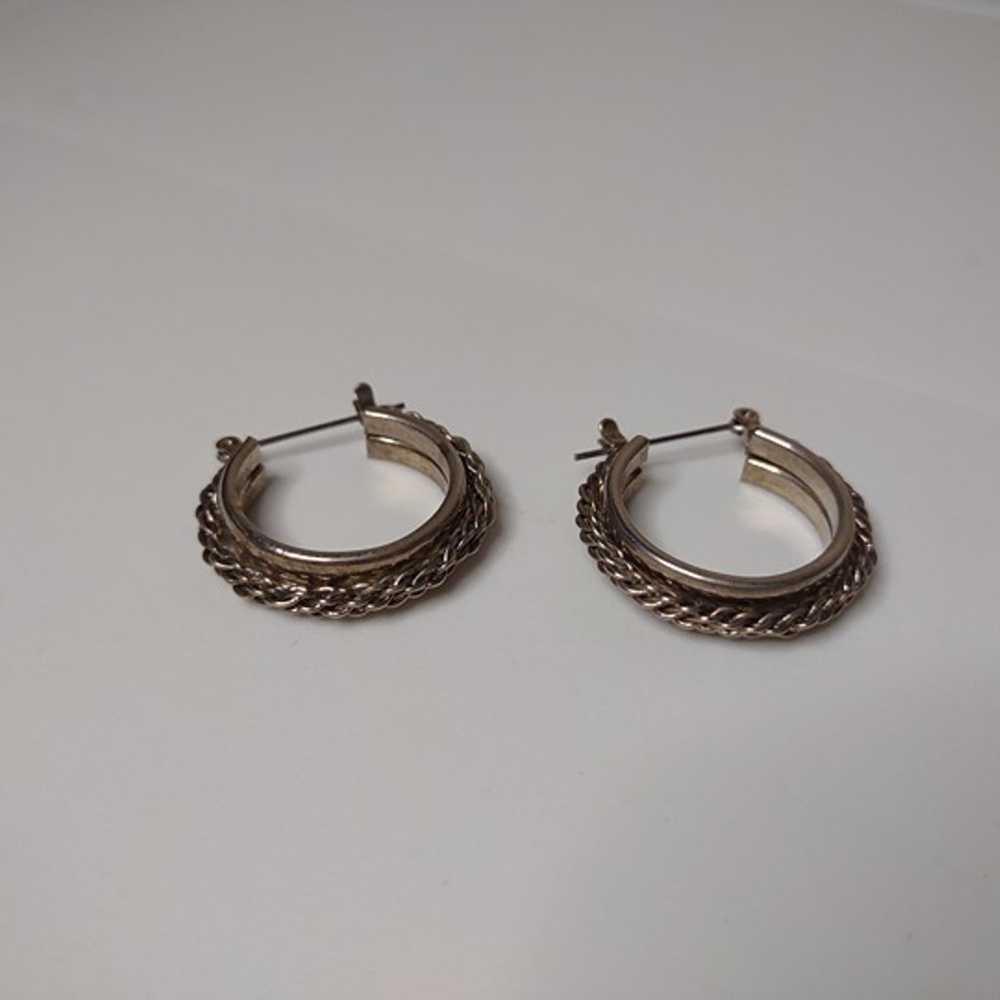 Vintage Silver Tone Hoop Earrings - image 1