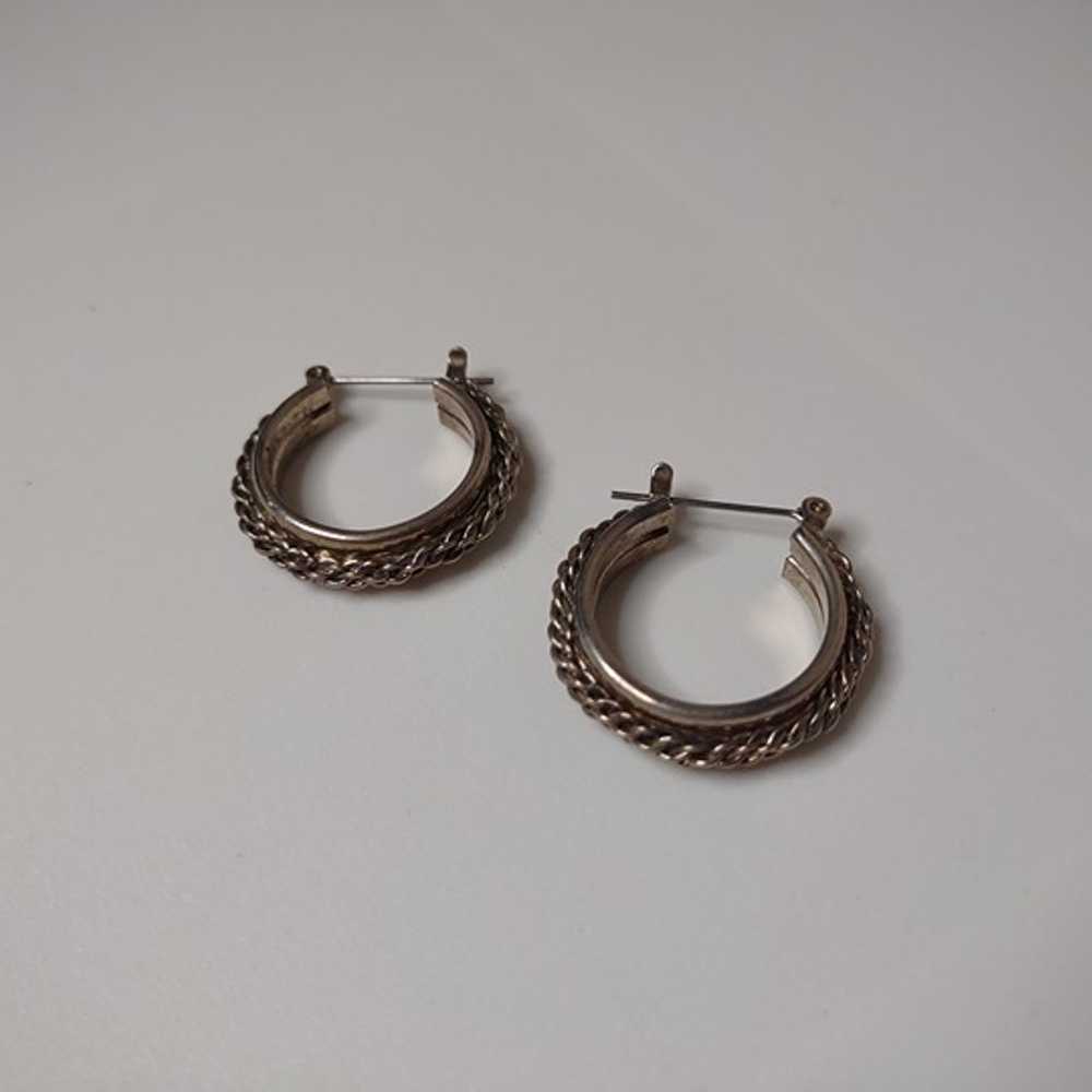 Vintage Silver Tone Hoop Earrings - image 2