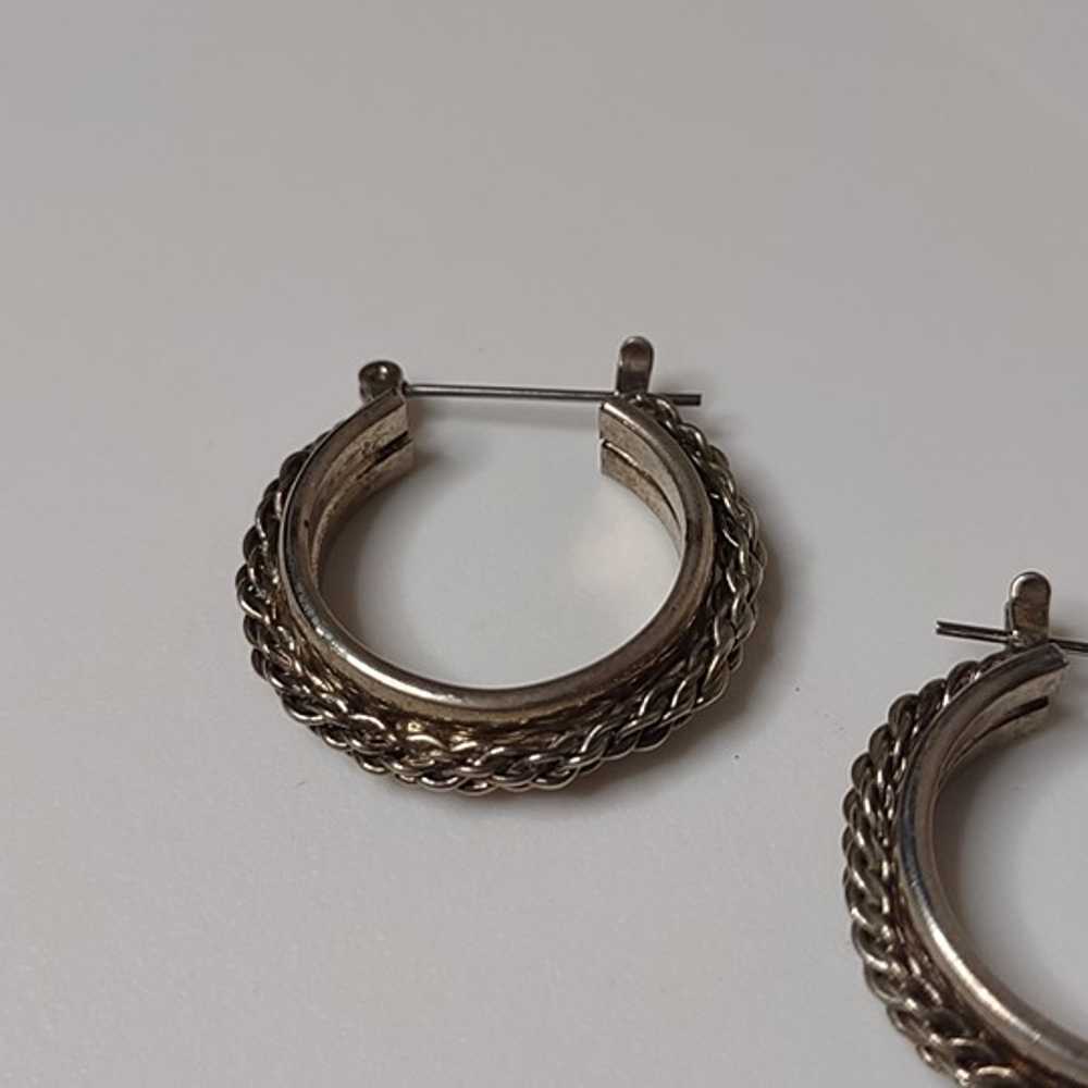 Vintage Silver Tone Hoop Earrings - image 3