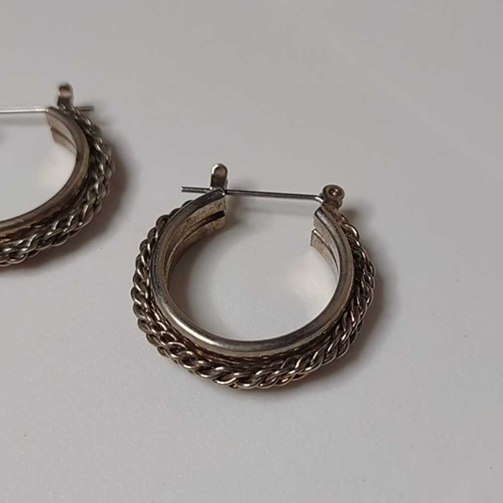 Vintage Silver Tone Hoop Earrings - image 4