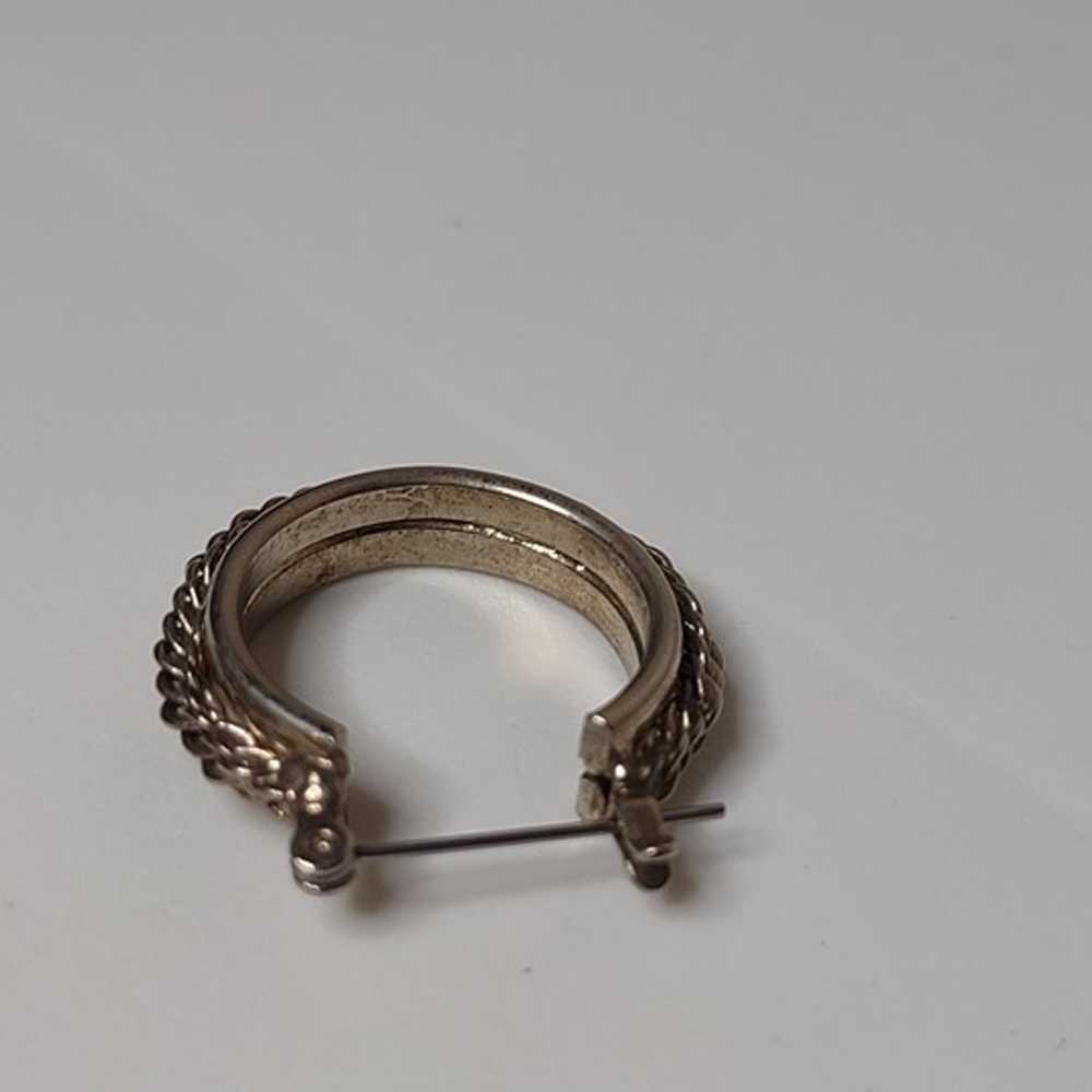 Vintage Silver Tone Hoop Earrings - image 5