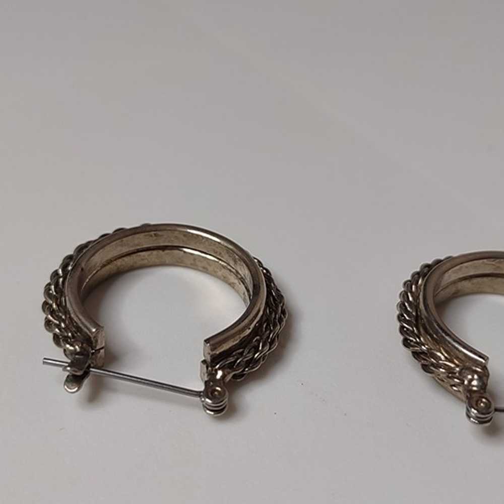 Vintage Silver Tone Hoop Earrings - image 6