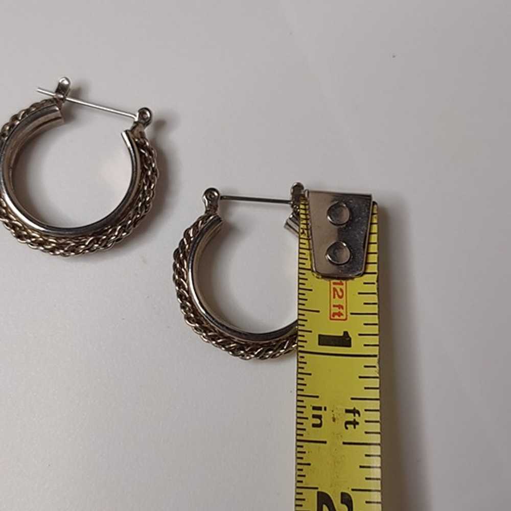 Vintage Silver Tone Hoop Earrings - image 7