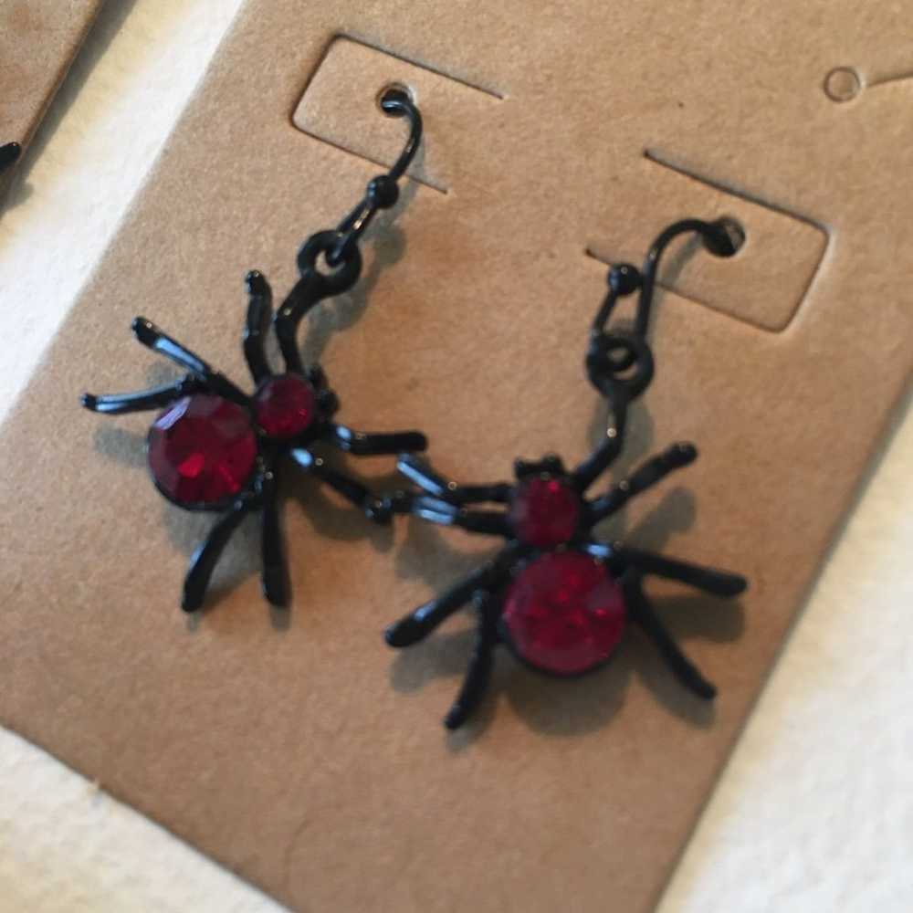 Vintage sparkling itsy bitsy black widow spider e… - image 1