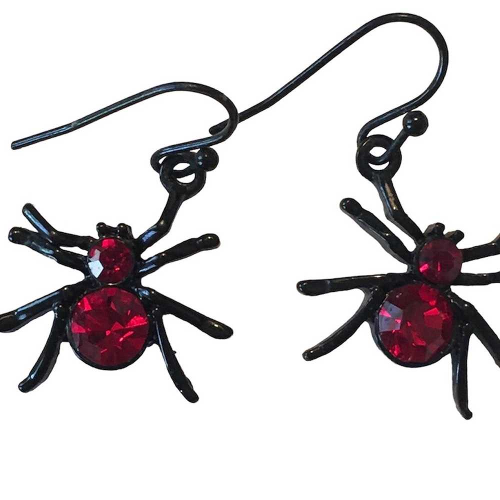 Vintage sparkling itsy bitsy black widow spider e… - image 2