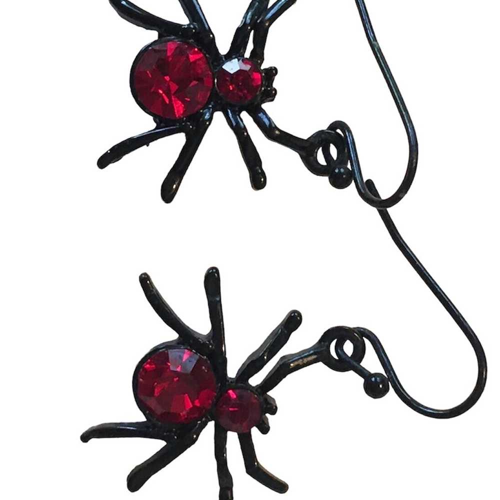 Vintage sparkling itsy bitsy black widow spider e… - image 3