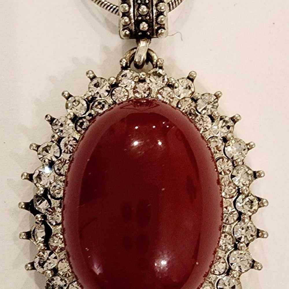 VINTAGE Costume Jewelry Carnelian and faux diamon… - image 2