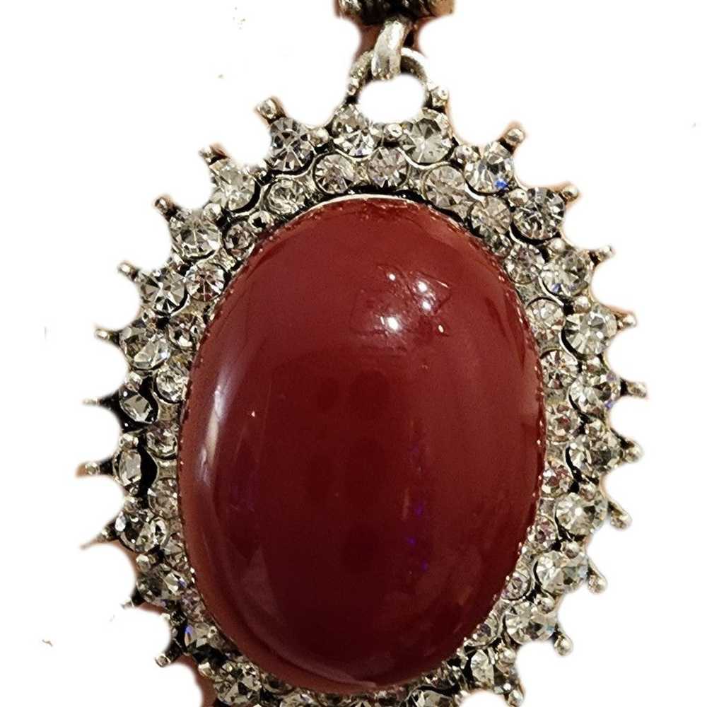 VINTAGE Costume Jewelry Carnelian and faux diamon… - image 4