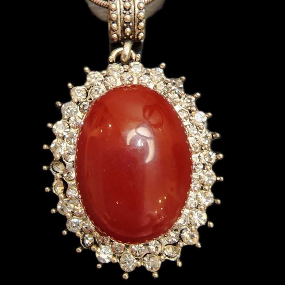 VINTAGE Costume Jewelry Carnelian and faux diamon… - image 6