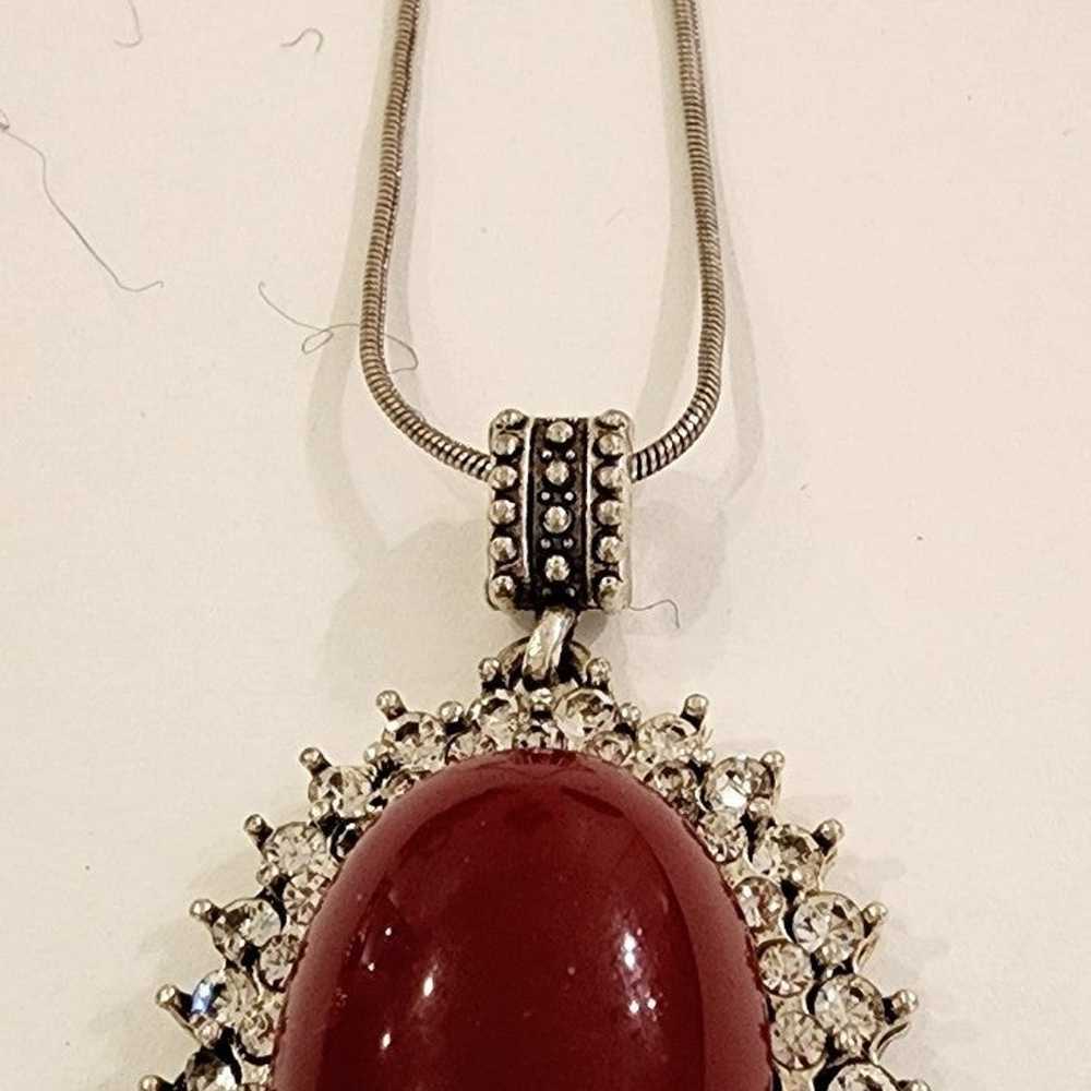 VINTAGE Costume Jewelry Carnelian and faux diamon… - image 8