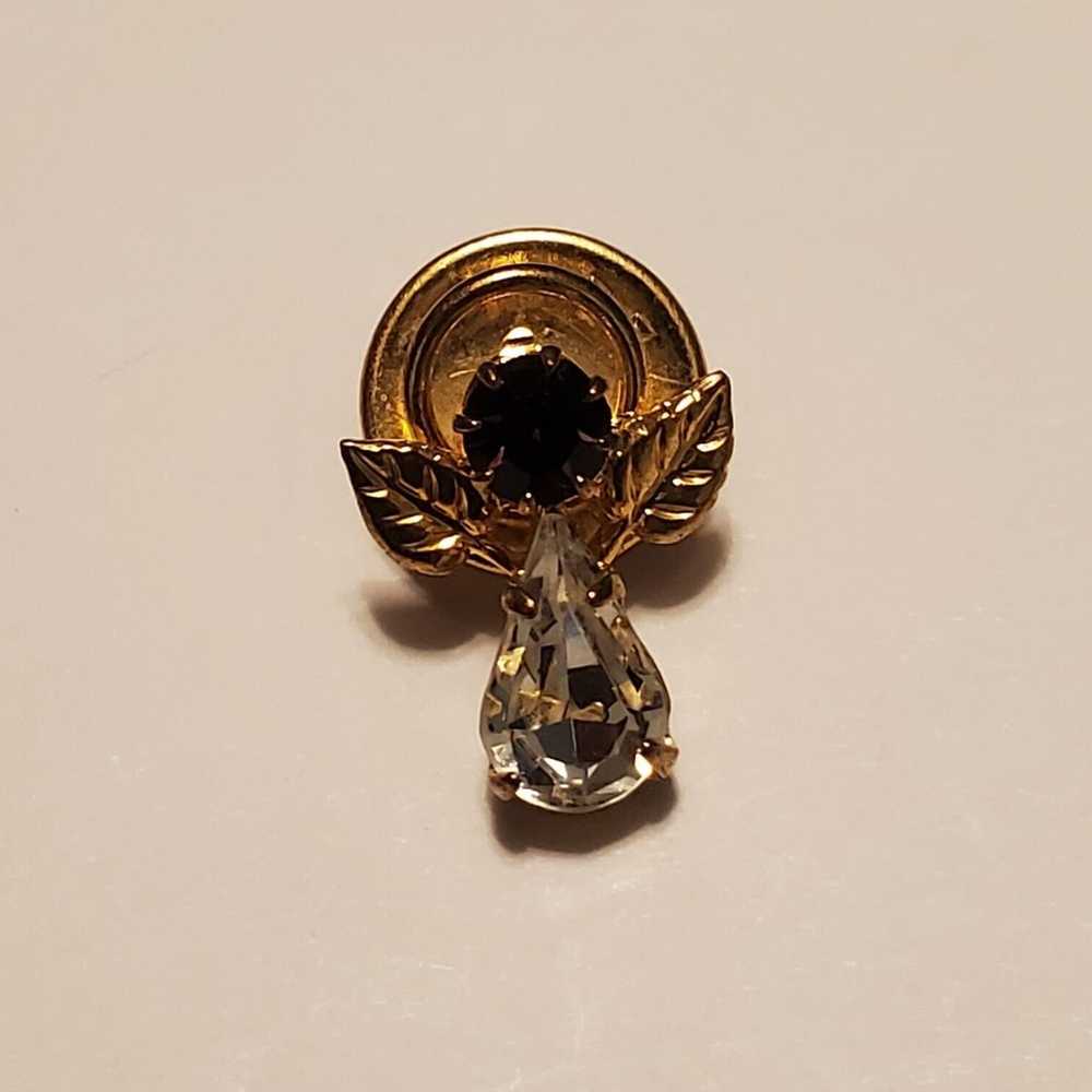 Vtg Guardian Angel Leaf wings Clear Rhinestone La… - image 12