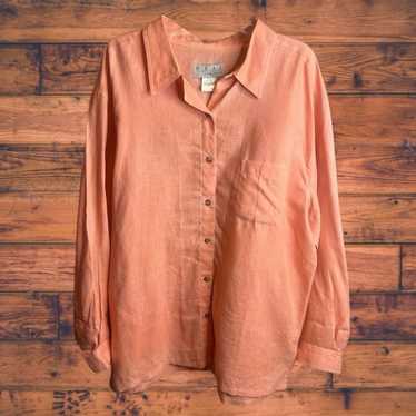 Brand Real Comfort 100% Linen Salmon Button Front… - image 1