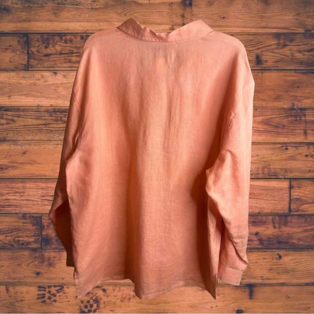 Brand Real Comfort 100% Linen Salmon Button Front… - image 2