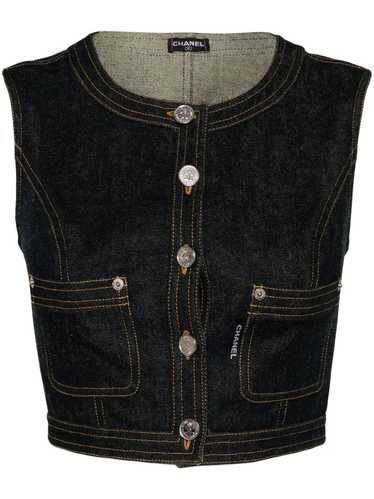 CHANEL Pre-Owned 1990-2000s cropped denim vest - B