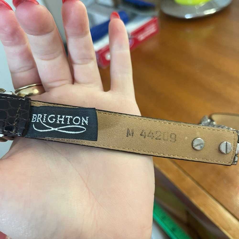 Vintage Brighton brown leather belt with gold & s… - image 6