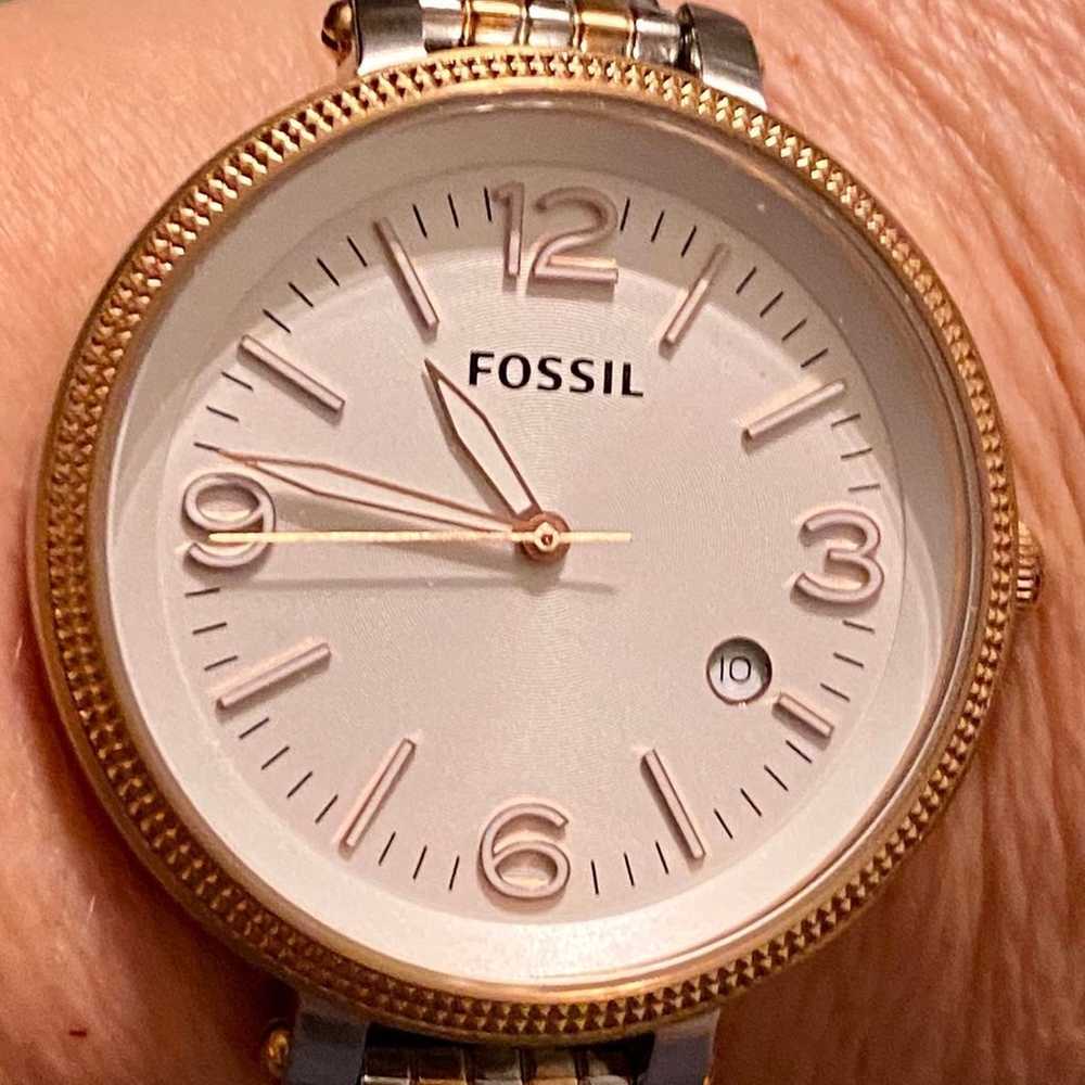 Vintage Fossil Heather 2 Tone Silver Rose Gold Dr… - image 10