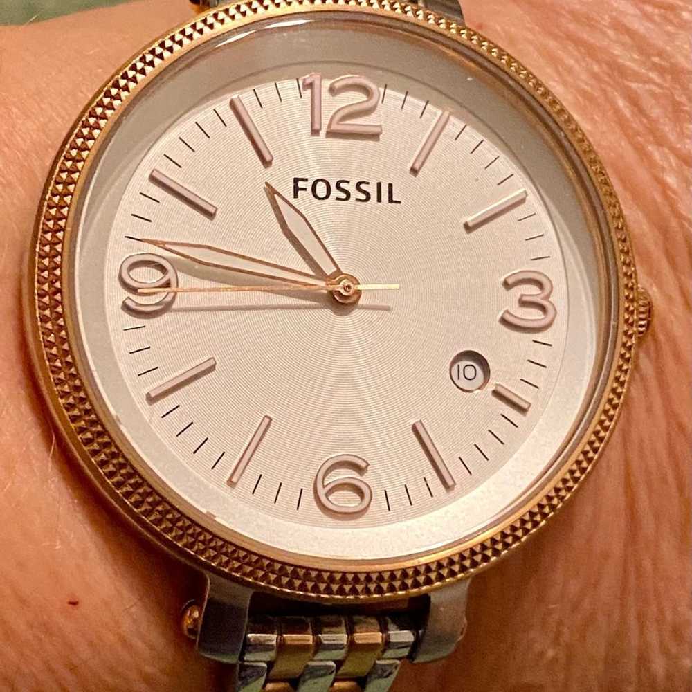 Vintage Fossil Heather 2 Tone Silver Rose Gold Dr… - image 2