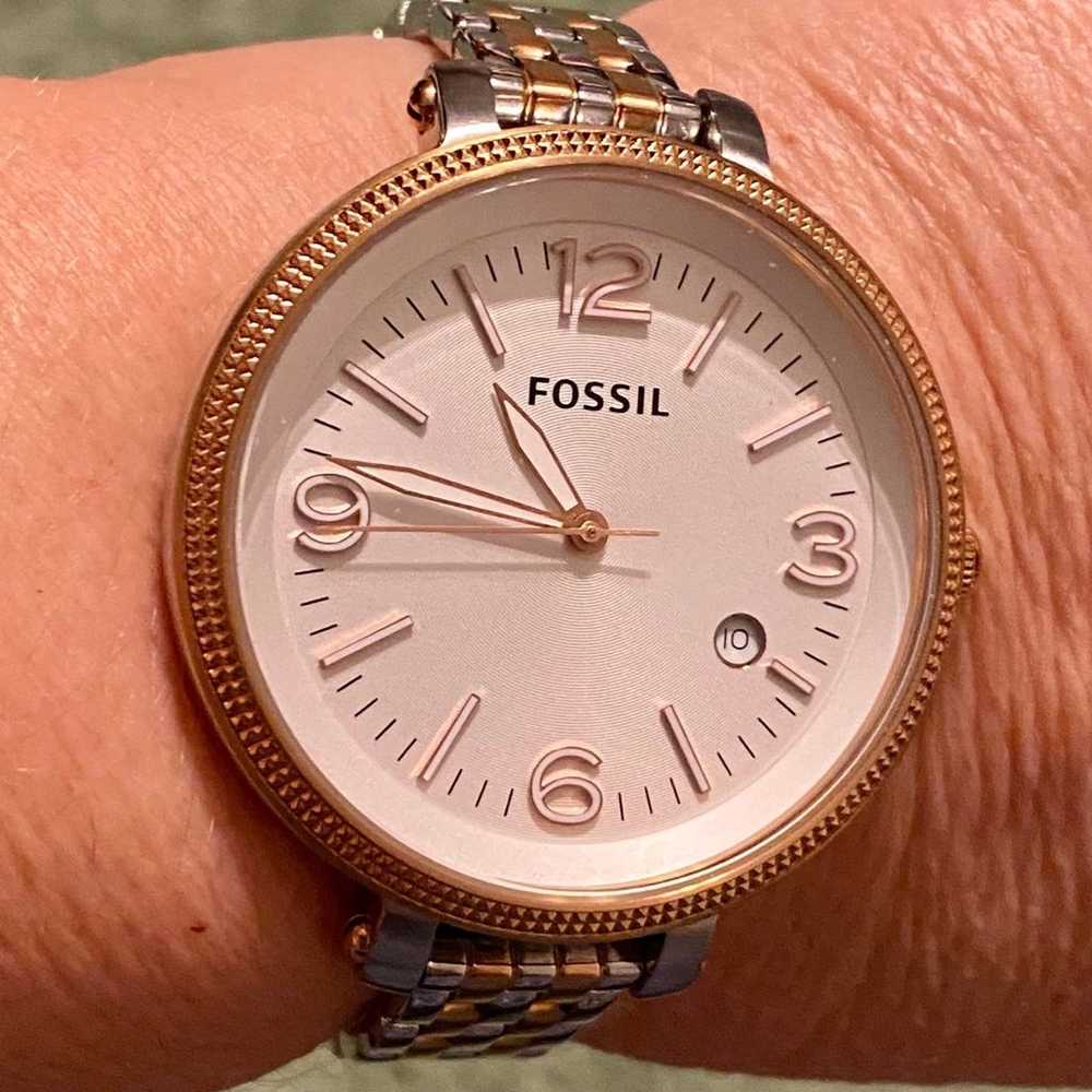 Vintage Fossil Heather 2 Tone Silver Rose Gold Dr… - image 3