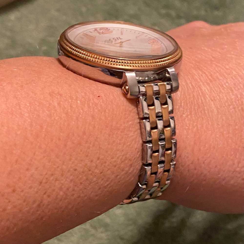 Vintage Fossil Heather 2 Tone Silver Rose Gold Dr… - image 5