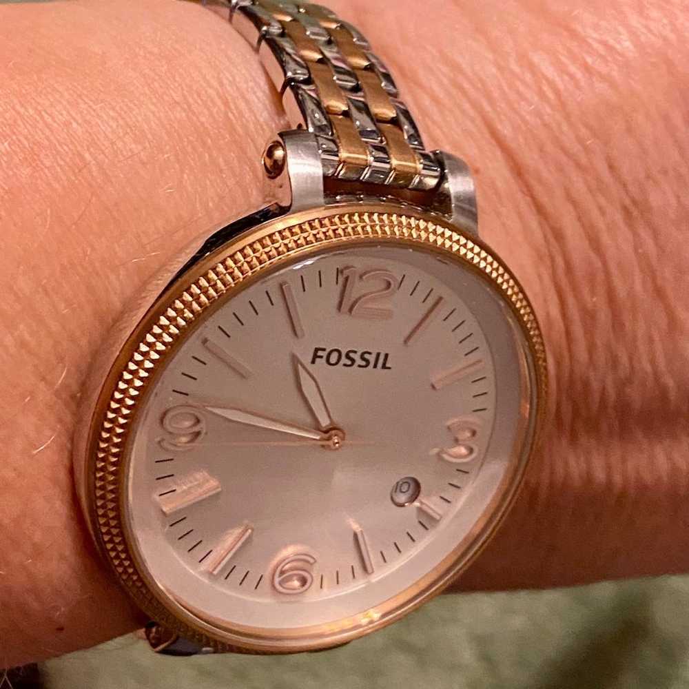 Vintage Fossil Heather 2 Tone Silver Rose Gold Dr… - image 6