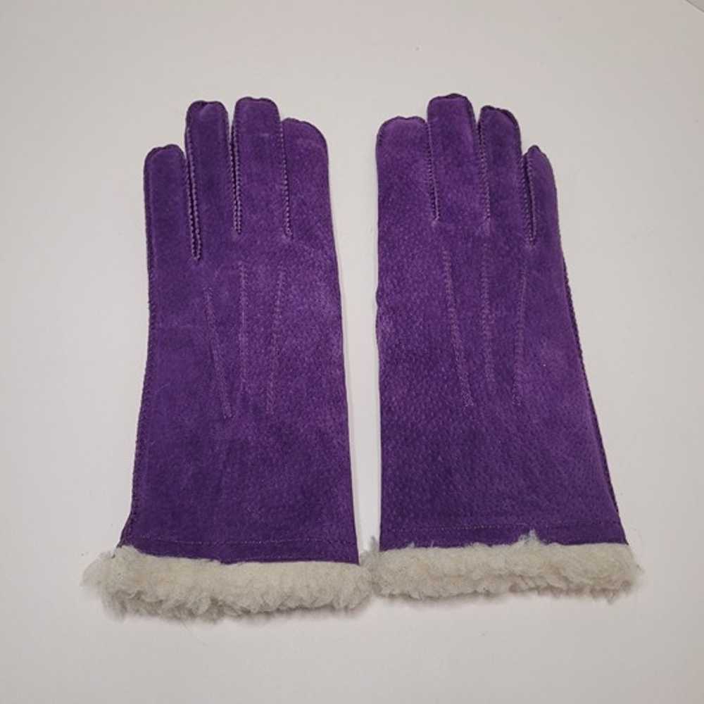 Purple Faux Suede and Shearling Womens Vintage Gl… - image 3