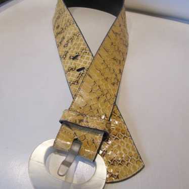 Vintage Krizia Yellow Snakeskin Belt - image 1