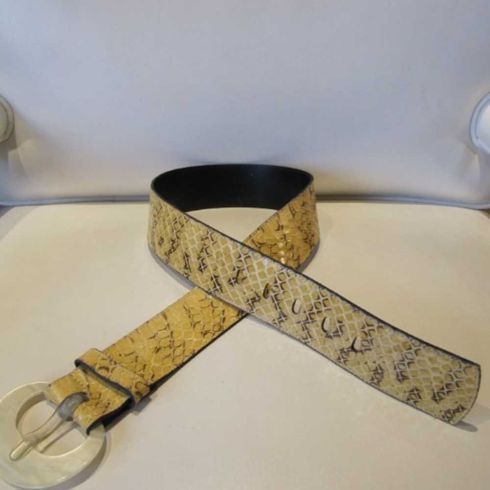 Vintage Krizia Yellow Snakeskin Belt - image 3