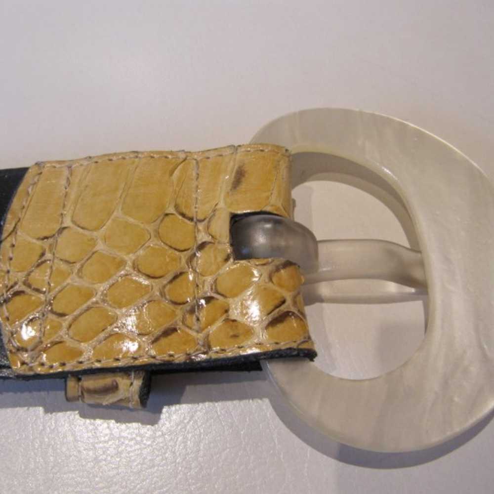 Vintage Krizia Yellow Snakeskin Belt - image 6