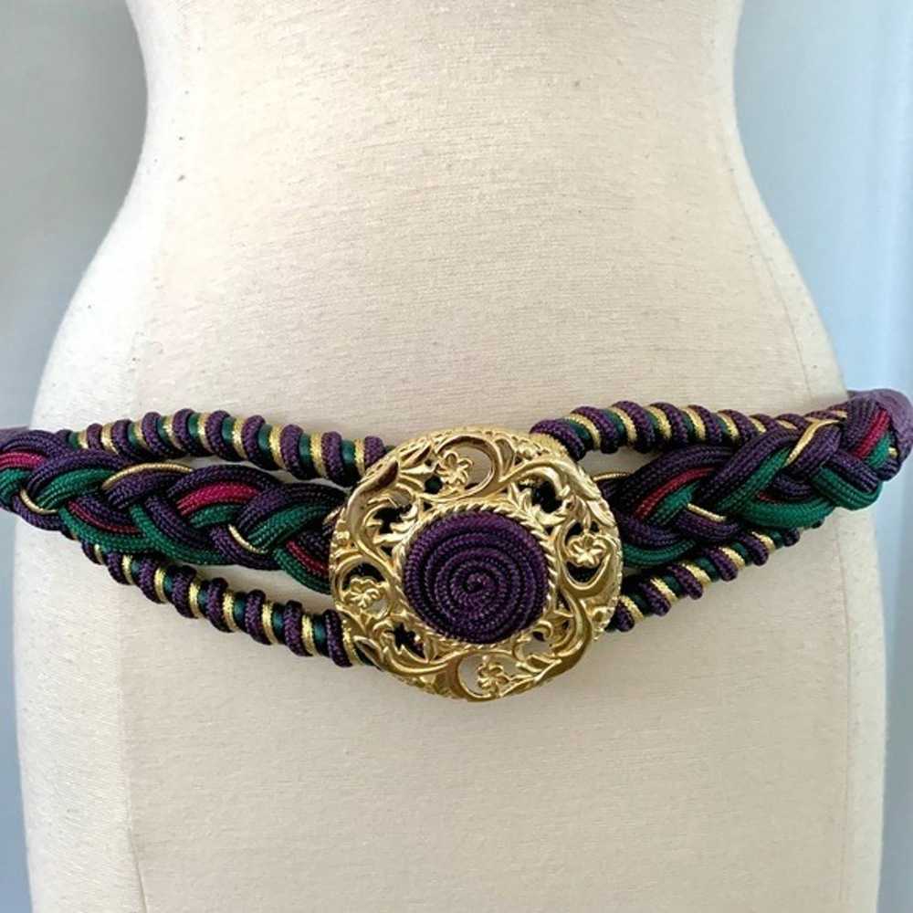 vintage 80’s 90’s statement belt stretch braided … - image 7