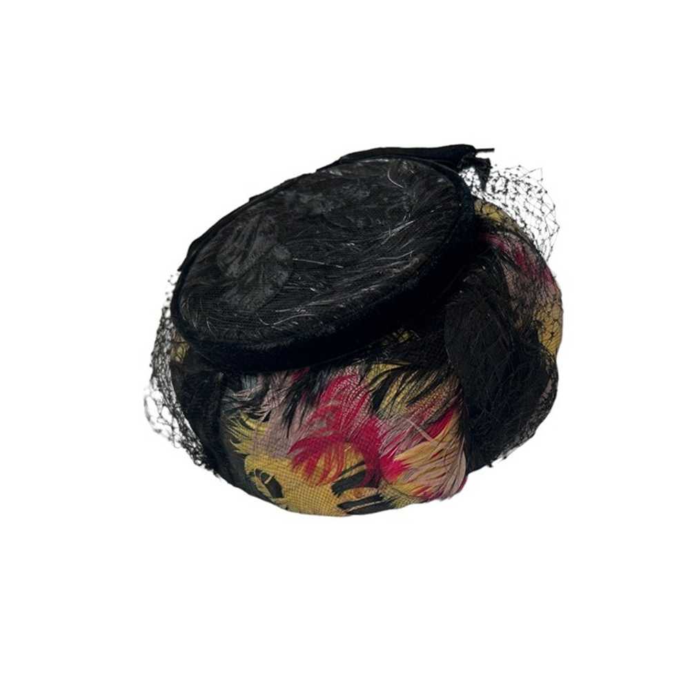 VTG '60s Rori Original Feather Hat Netting Velvet… - image 5