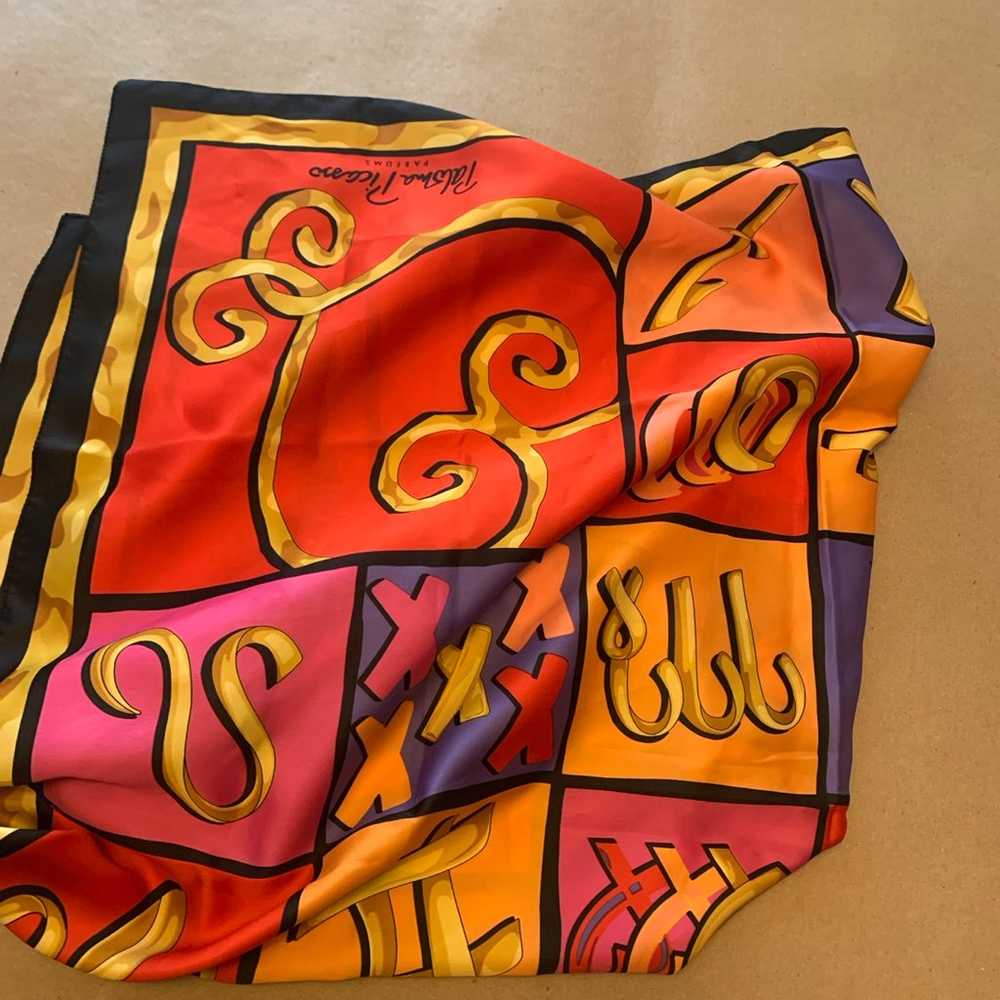 PALOMA PICASO LARGE VINTAGE MULTICOLORED SCARF - image 5