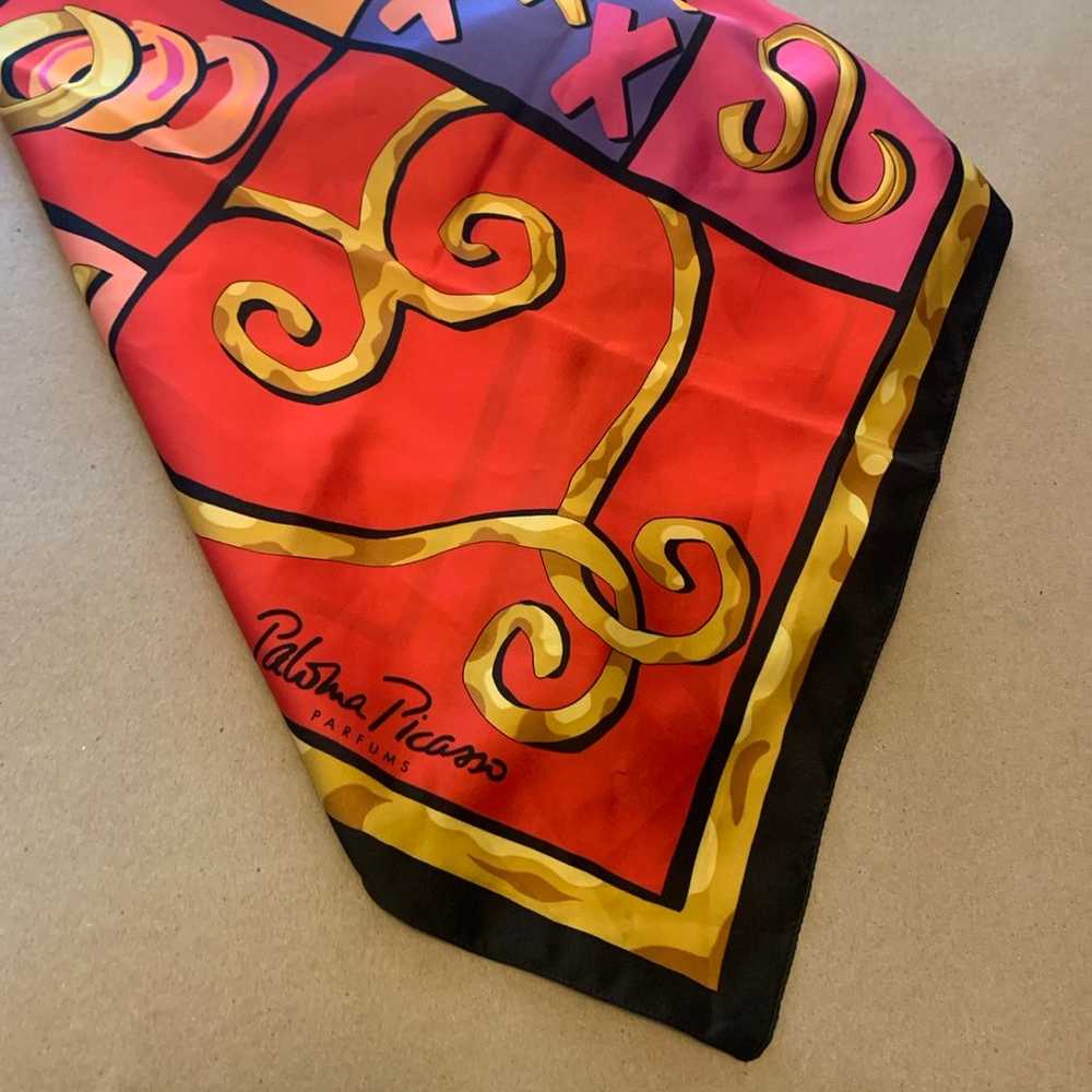 PALOMA PICASO LARGE VINTAGE MULTICOLORED SCARF - image 6