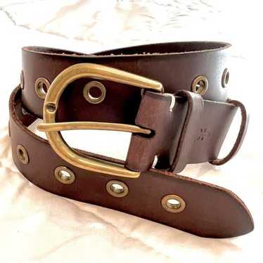 FRYE Boho Genuine Leather Belt with Brass Rivets … - image 1