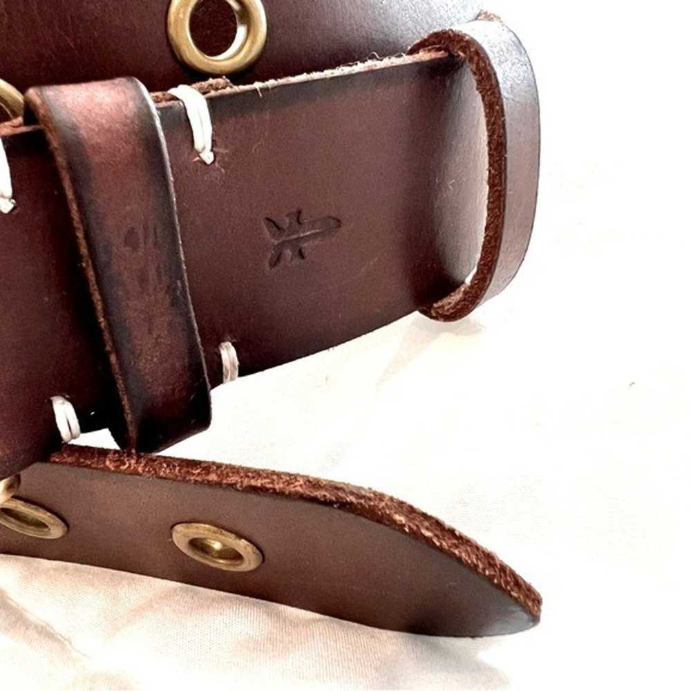 FRYE Boho Genuine Leather Belt with Brass Rivets … - image 2