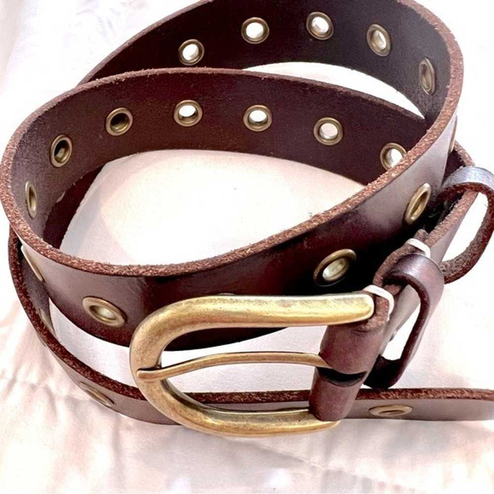 FRYE Boho Genuine Leather Belt with Brass Rivets … - image 4