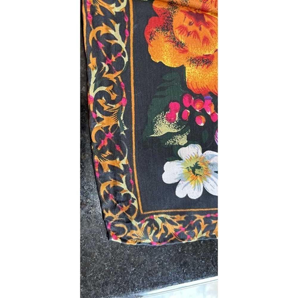 Vtg Scarf GOLDEN DRAGON 100% Silk  Handmade Black… - image 9