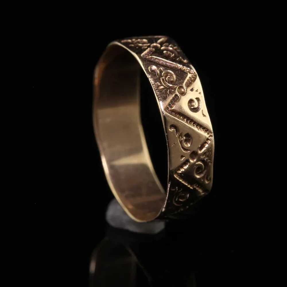 Antique Victorian 14K Yellow Gold Engraved Weddin… - image 6