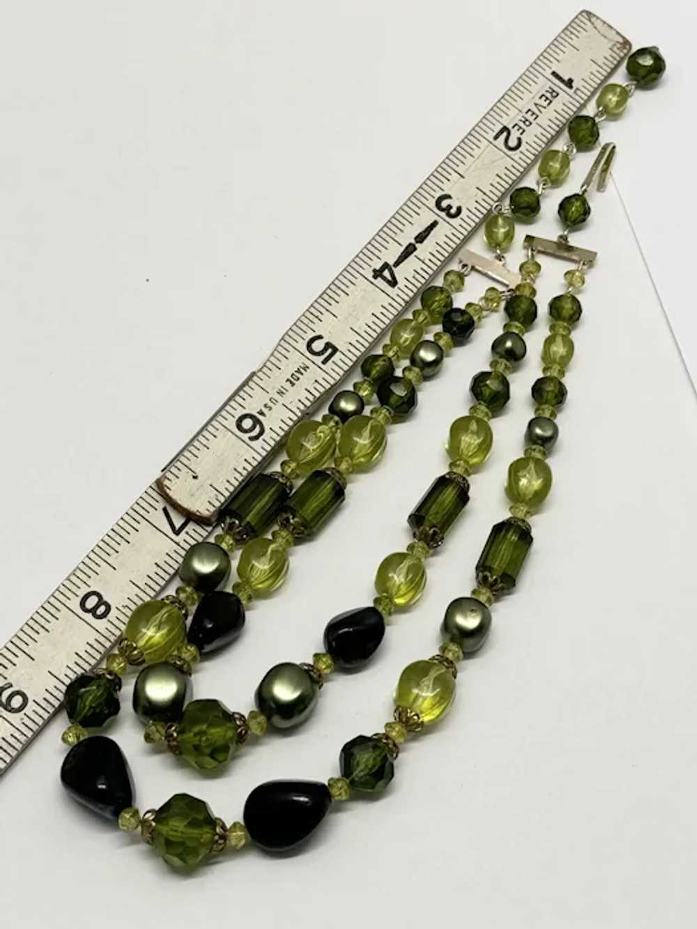 West Germany Vintage Green Beaded Necklace - image 4